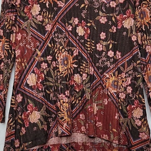 Soft Surroundings Ribbed Floral Long Sleeve Top Size Small - Picture 3 of 8